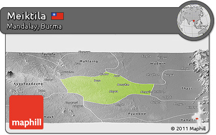 Physical Panoramic Map of Meiktila, desaturated