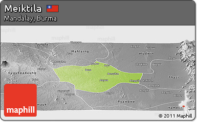 Physical Panoramic Map of Meiktila, desaturated