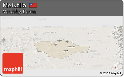 Shaded Relief Panoramic Map of Meiktila, lighten