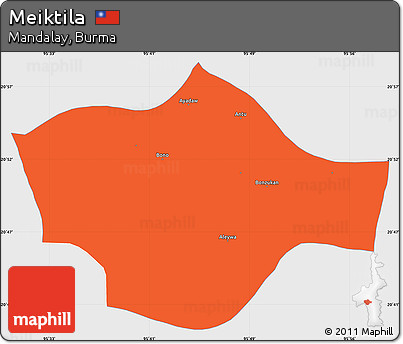 Political Simple Map of Meiktila, single color outside