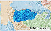Political 3D Map of Mogok, lighten