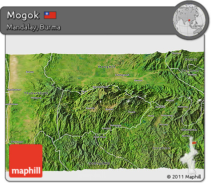 Satellite 3D Map of Mogok