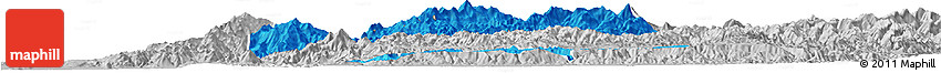 Political Horizon Map of Mogok, lighten, desaturated
