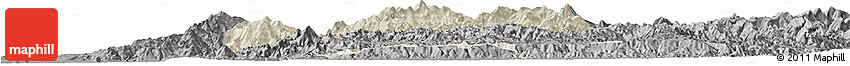 Shaded Relief Horizon Map of Mogok, darken, desaturated