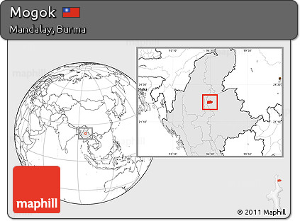 Blank Location Map of Mogok, highlighted country