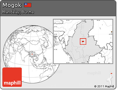 Blank Location Map of Mogok, highlighted country