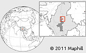 Blank Location Map of Mogok, highlighted country, highlighted parent region