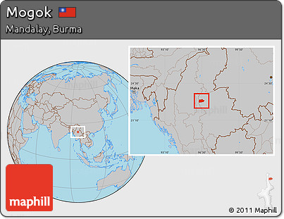 Gray Location Map of Mogok