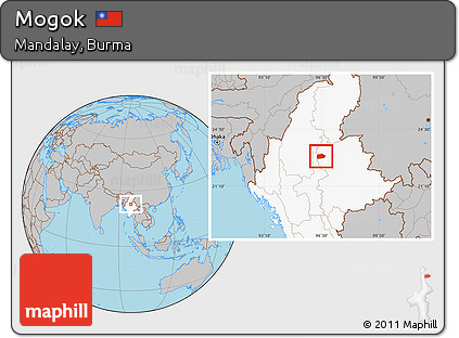 Gray Location Map of Mogok, highlighted country