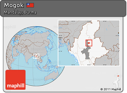 Gray Location Map of Mogok, highlighted country, highlighted parent region