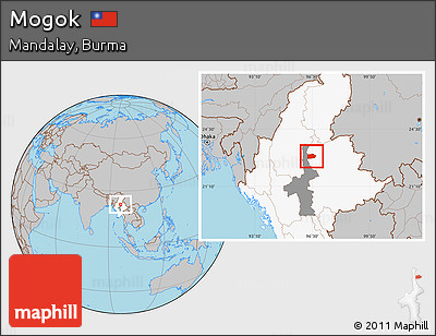 Gray Location Map of Mogok, highlighted country, highlighted parent region
