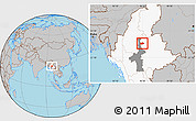 Gray Location Map of Mogok, highlighted country, highlighted parent region