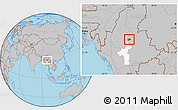 Gray Location Map of Mogok, highlighted parent region