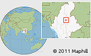 Savanna Style Location Map of Mogok, highlighted country