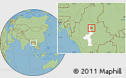 Savanna Style Location Map of Mogok, highlighted parent region