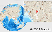 Shaded Relief Location Map of Mogok, highlighted parent region