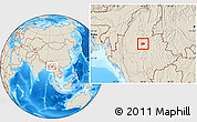 Shaded Relief Location Map of Mogok