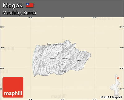 Classic Style Map of Mogok, single color outside