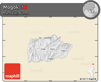 Classic Style Map of Mogok, single color outside