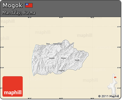 Classic Style Map of Mogok, single color outside