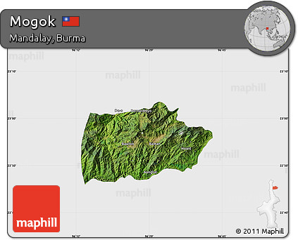 Satellite Map of Mogok, single color outside