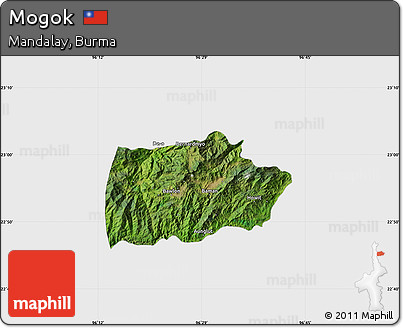 Satellite Map of Mogok, single color outside