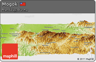 Physical Panoramic Map of Mogok