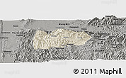 Shaded Relief Panoramic Map of Mogok, darken, semi-desaturated
