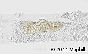 Shaded Relief Panoramic Map of Mogok, lighten, desaturated