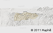 Shaded Relief Panoramic Map of Mogok, lighten, semi-desaturated