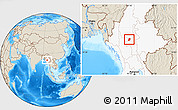 Shaded Relief Location Map of Myingyan, highlighted country