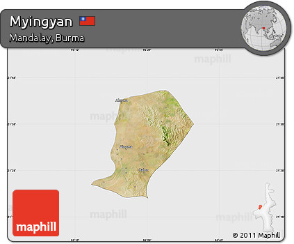 Satellite Map of Myingyan, single color outside