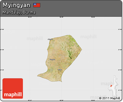 Satellite Map of Myingyan, single color outside