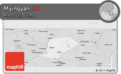 Silver Style Panoramic Map of Myingyan