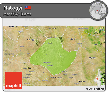 Physical 3D Map of Natogyi, satellite outside