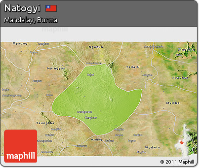 Physical 3D Map of Natogyi, satellite outside