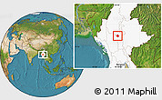 Satellite Location Map of Natogyi, highlighted country