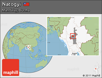 Savanna Style Location Map of Natogyi, highlighted country, highlighted parent region