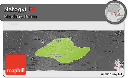 Physical Panoramic Map of Natogyi, darken, desaturated