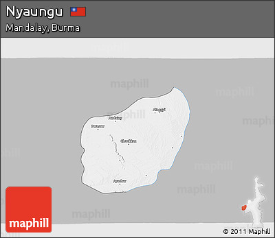 Gray 3D Map of Nyaungu, single color outside