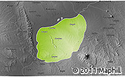 Physical 3D Map of Nyaungu, darken, desaturated