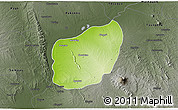 Physical 3D Map of Nyaungu, darken, semi-desaturated