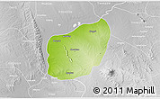 Physical 3D Map of Nyaungu, lighten, desaturated