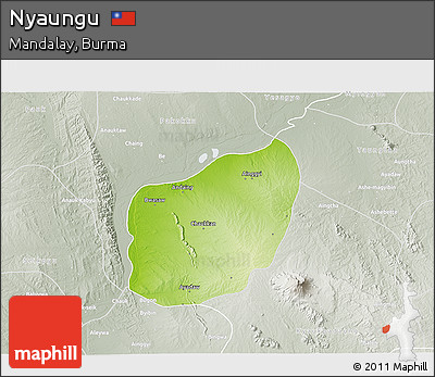 Physical 3D Map of Nyaungu, lighten, semi-desaturated