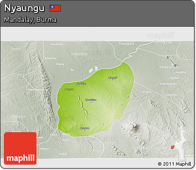 Physical 3D Map of Nyaungu, lighten, semi-desaturated