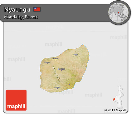 Satellite 3D Map of Nyaungu, single color outside