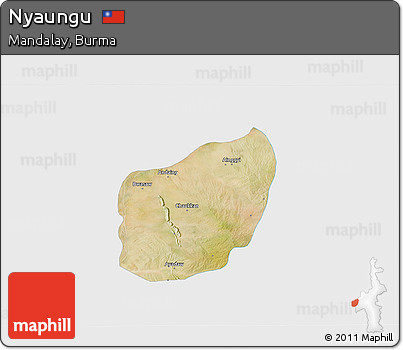 Satellite 3D Map of Nyaungu, single color outside