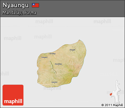 Satellite 3D Map of Nyaungu, single color outside