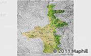 Satellite Panoramic Map of Mandalay, lighten, desaturated
