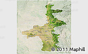 Satellite Panoramic Map of Mandalay, lighten